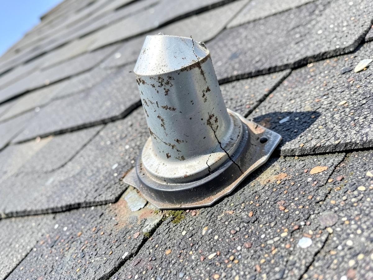 Cracked pipe boot flashing causing roof leaks repair